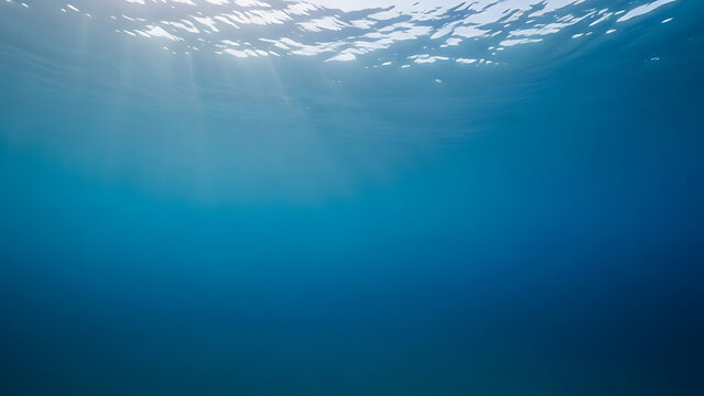 Underwater View Sun Rays Penetrating the Ocean's Depths