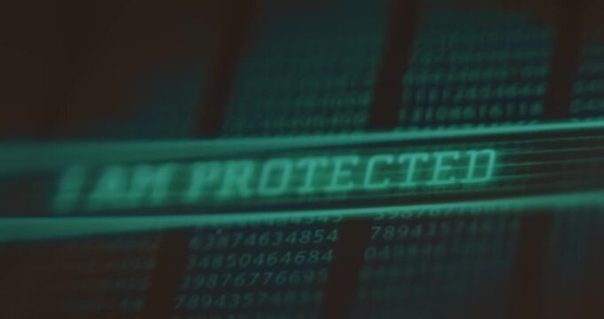 I Am Protected message on a background of data, cybersecurity concept