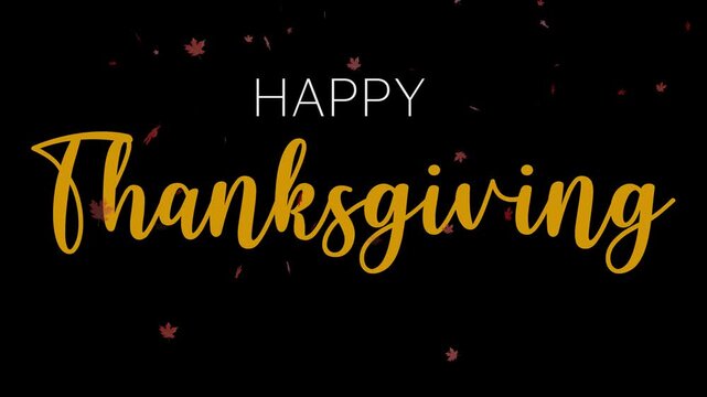 Happy Thanksgiving with white and falling spring leaves