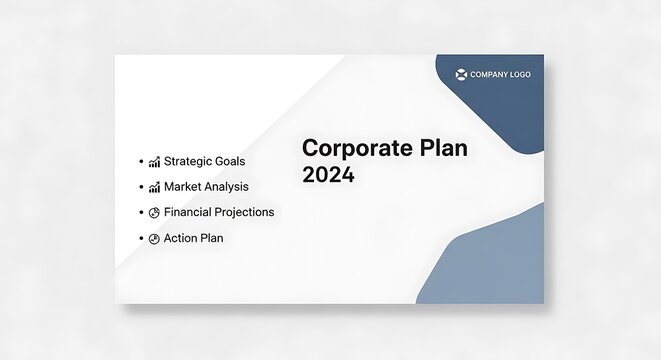 Corporate plan 2024 presentation template on white background - Powered by Adobe