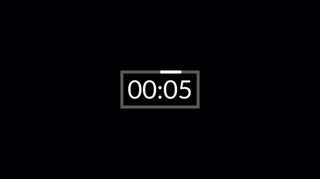 One minute countdown animation 0 from seconds to 60 second with alpha channel, 1 minute countdown timer on transparent background, one minute countdown video.