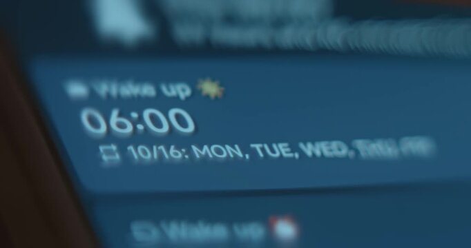 Wake up alarm set at 6 AM for working days period
