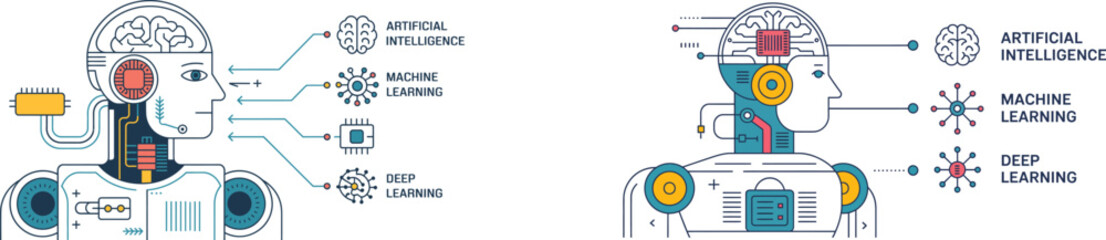 artificial intelligence ai vector design illustrating machine learning, robotics and digital innovation concepts ideal for futuristic technology themes.
