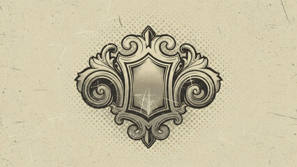 Vintage heraldic shield vector design element for logo template or coat of arms emblem decoration use