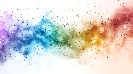 An intricate network of shimmering colored dots and fine lines displays widespread digital communication and global connectivity