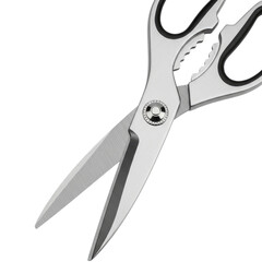 Close Up of Stainless Steel Kitchen Scissors with Transparent Background