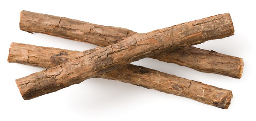 Silvervine sticks isolated on white background, top view.