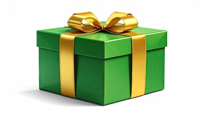 Elegant Green Gift Box with Gold Ribbon and Bow for Celebrations.