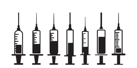 medical syringes in silhouette