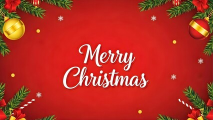 Brighten your holiday designs with this vibrant Merry Christmas background and festive decorations