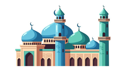 Elegant Islamic Mosque Architecture with Domes and Minarets, A Symbol of Faith and Community