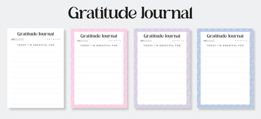 Gratitude Journal Template Design. Minimalist Daily Gratitude Page Planner. Printable Self Care & Mindfulness Journal Template