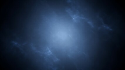 Abstract blue nebula with glowing center and wispy clouds