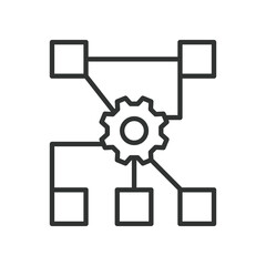 Network mapping icon in line design. structure, nodes, system, engineering, connection, organization, flow on white background vector. network structure editable stroke icon