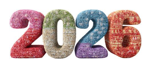 PNG Colorful textured numbers for 2026.
