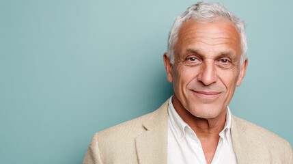 Kind-hearted Algerian businessman posing on colored background with gentle expression