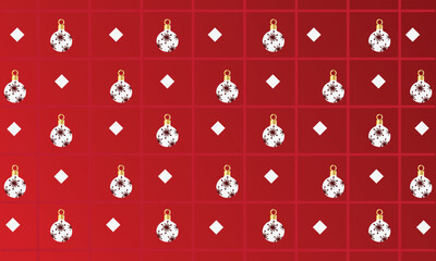 Red Christmas background seamless pattern with ornaments.  Winter holiday season decoration for celebration design.