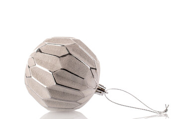 Glass Christmas balls isolated on white background, close-up.