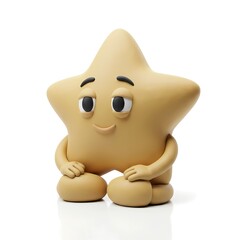 Adorable cartoon star character with a sweet expression, perfect for children's content, educational materials, and positive messages on a clean white background