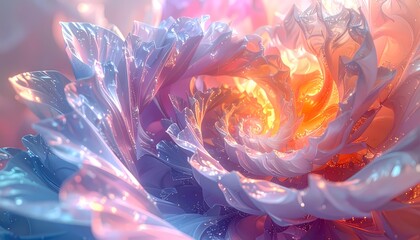 Dreamy floral fantasy background in delicate pastel colors with a vibrant golden glow, perfect for adding a touch of magic to your creative project