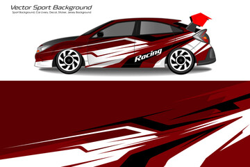 Sporty Racing Car wrap red livery design white background