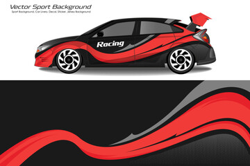 Sporty Racing Car wrap red livery design white background