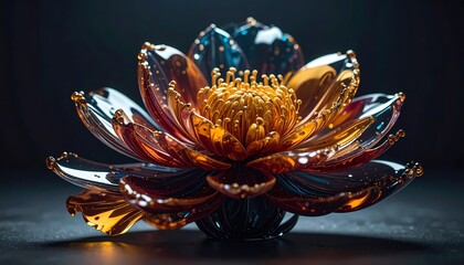 Stunning translucent lotus flower with golden accents, perfect for spiritual themes, elegant designs, and creating a sense of calm and serenity