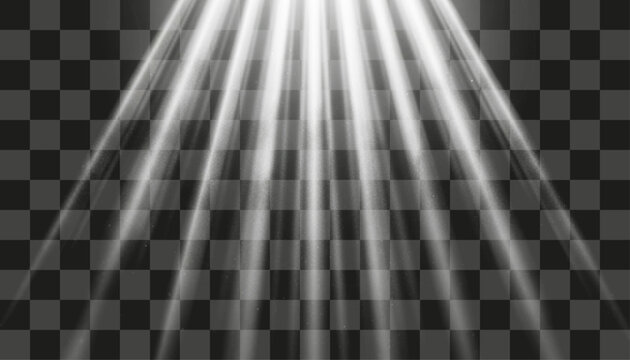 Rays of light descend from above, creating a divine or ethereal ambiance. The luminous beams cut through the darkness, casting a spotlight effect. Ideal for adding a touch of magic to designs.