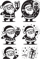 Black and white Santa Claus Christmas gift collection