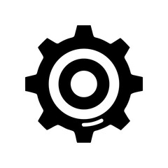 Black gear wheel graphic on transparent background silhouette