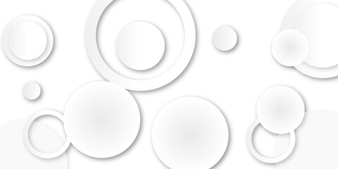 Abstract White Circles on a Minimalist Background. White adhesive stickers.. Blank templates of price tags. Empty mockup paper circles.  Glowing circle lines design.Suit for poster, banner, cover etc
