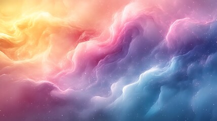 Dreamy pastel clouds with golden and pink hues and scattered stars create ethereal aesthetic