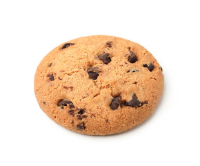 Delicious chocolate chip cookie isolated on white
