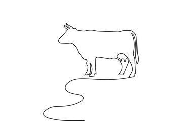 Cow continuous one line drawing minimalist style isolate outline vector illustration
