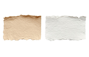 Two Torn Paper Pieces isolated on a transparent background