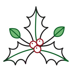 Holly Leaves Line Art