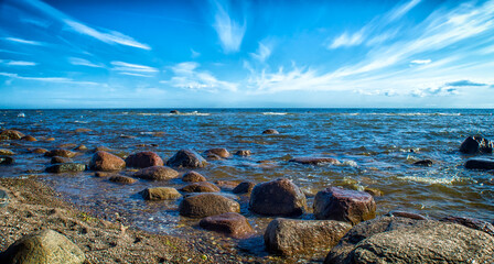 rocky beach and sea