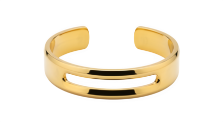 Elegant gold ear cuff with double bar design isolated on transparent background