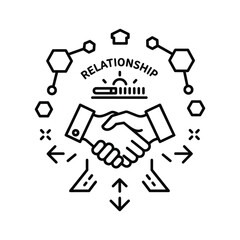 Business & Personal Relationship Icon with Handshake and Connection Elements