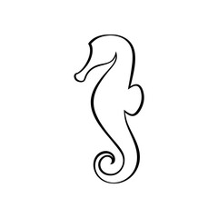 Obraz premium Simple line drawing of a seahorse on white page on transparent background silhouette