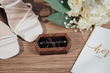 high heels next to the engagement rings