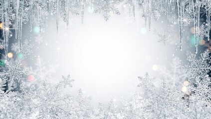 Winterlicher Hintergrund zu Weihnachten mit Eizapfen und Schneeflocken