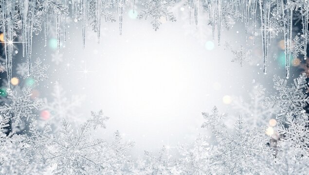 Winterlicher Hintergrund zu Weihnachten mit Eizapfen und Schneeflocken