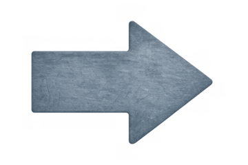 Blue textured arrow pointing right, indicating direction, navigation, guidance, and symbol of progress on transparent background