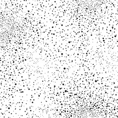 Black ink splatter sketch seamless pattern with scattered dots on white. Vector illustration