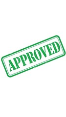 Green approved stamp conveys confirmation and success for your project
