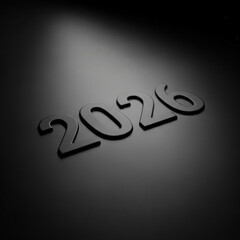 Dark minimal 2026 embossed in matte black surface