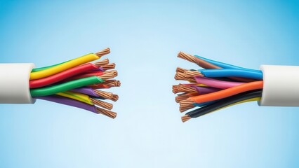 Colorful electrical wires showing connection, power, and communication
