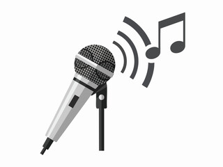 Vector Microphone with Sound Waves and Music Note