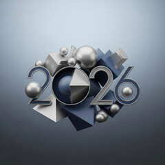 Geometric shapes merging into 2026 modern design